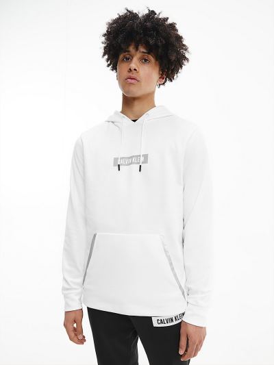 Calvin Klein Ruhák HU082792 | Calvin Klein Cotton Terry Férfi Kapucnis Pulóver Világos Fehér